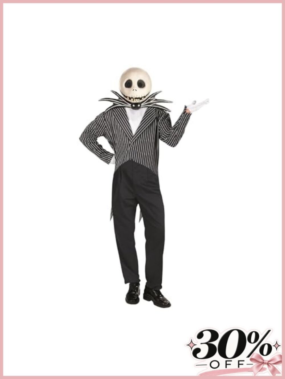 Jack Skellington Deluxe Costume Adult Mens Halloween Cosplay Mask Jacket